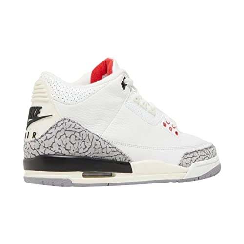 Nike Jordan 3 Retro Big Kids Shoes Size- 5 Summit White/Fire Red-black 5 Big Kid2