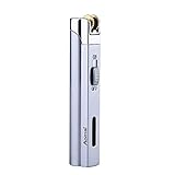 AOMAI Windproof Jet Torch Butane Flame Butane Viewable Cigar Cigarette Lighter with Lock Silver No Gas