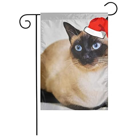 Garden Flag Double Size White Siamese cat christmas Printed,Outside Yard Flags Decor House Banner For Home Party Decorative 12"x18" Cover
