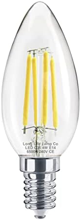 Long Life Lamp Company 10 LED Candle Bulb E14 Cool White Light 4w Clear Glass Small Edison Screw 6000k Non Dimmable
