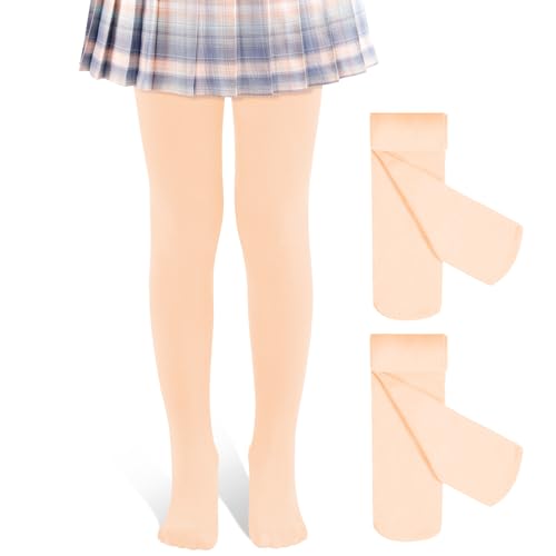 Image of 2 Pack Girls Tights Dance Tights Ballet Girls School uniform Footed Leggings Stockings for Kids 1-13 Years
