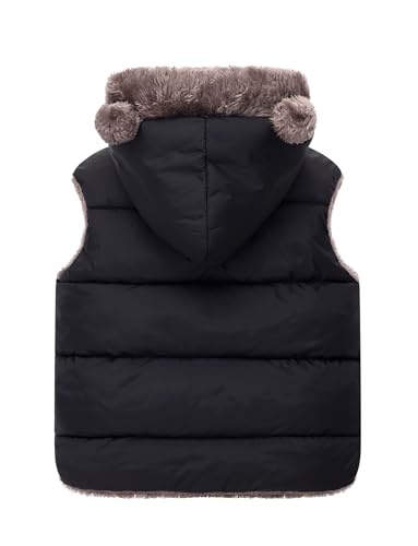 Image of Happy Cherry Toddler Kids Puffer Hooded Vest Down Fleece Lined Jacket Windproof Coat for Winter Fall Spring