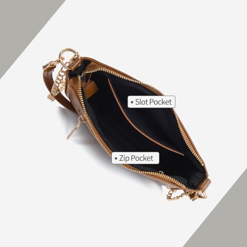 Image of Small Shoulder Bag for Women Mini Purse Retro Vegan Leather Hobo Purses Clutch Tote HandBags with Zipper Closure