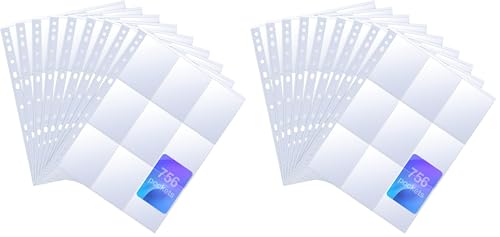 Euqvunn Pochette Carte, 42 Feuilles 756 Pochettes, Pochette Plastique Carte Transparente, Classeur Carte avec Renfort des Bords, Cartes Rangement pour TCG,...