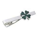 Green Clover Irish Shamrock Four Leaf Cufflinks Saint Patrick Gift Tie Bar Clasp Clip