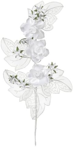 Darice V35709-01 Embossed Leaves with Three Small Open Roses, White, 12-Pack