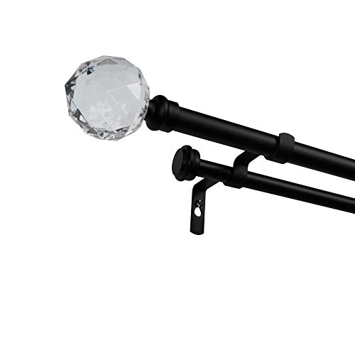 Exclusive Home Curtains ER1026-03 66120 Crystal Ball Double Curtain Rod and Finial Set, 66