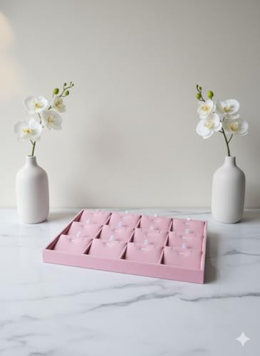 Image of Velvet Jewellery Drawer Organizer Stackable Tray (Pink, 12-Pset)
