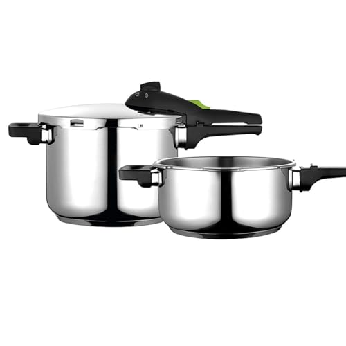 FAGOR RAPID XPRESS olla a presión Súper rápida, Acero Inoxidable, Todo Tipo de cocinas, INDUCCION Fondo termo difusor IMPAKSTEEL Muy Resistente, 5 Sistemas de Seguridad, 2 Niveles de presión (4L+6L)