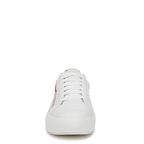 Dr. Scholl's Women's Time Off Sneaker, White Floral Embroidery, 92