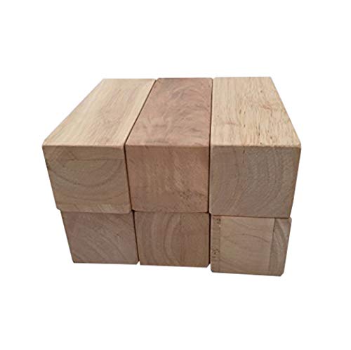 Solid Hard Wood Blocks- 5 1/4 Inches Long by 2 Inches Wide - Pack of 6 by Sustainable Things