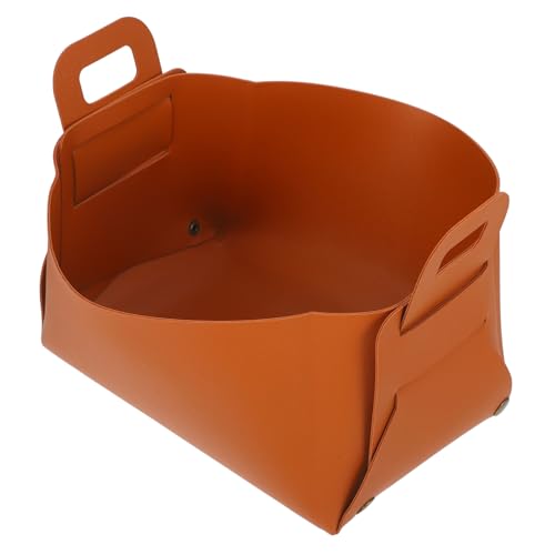 Caja organizadora de escritorio en cuero PU marrón miniatura 1