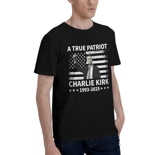 A True Patriott Charlie Kirk Rest in Peace Charlie 1993 2025 T Shirt Round Neck Cotton for Men and Women3