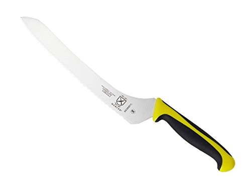 Mercer Culinary Millennia 9-Inch Offset Wavy Edge Bread Knife, Yellow