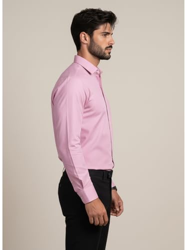 Image of Full Sleeve Black Formal Shirt for Men Cotton Regular Fit Casual - Pure Premium Branded Shirts for Men Formal Stylish Slim Plain Solid Man Wear as Office and Party