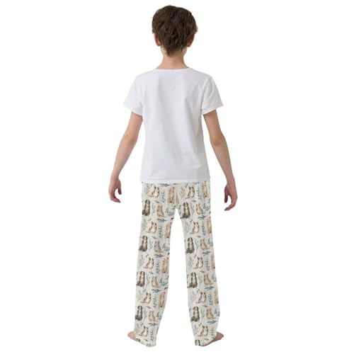 Merry Christmas Retriever Corgi Dog Boys Long Pants Soft Trousers Elastic Waist Kids Lounge Bottoms with Pockets S-XL3