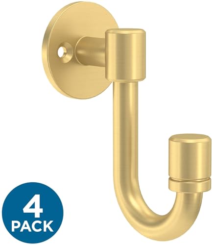 Franklin Brass B47246K-117-C Bar (4-Pack) Single Wall Hooks 1-Prong Coat/Hat Modern Gold Hooks thumb #6