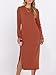 ANRABESS Long Sleeve Midi Dresses for Women Fall Fashion Casual Vacation Crewneck Loose Split Striped Long Tshirts Dress Brick Orange XL