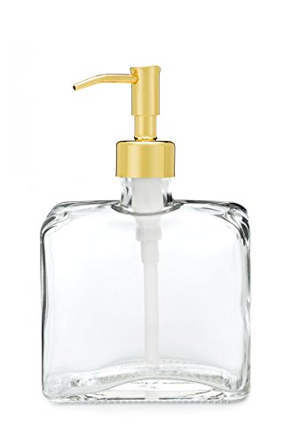 Urban Square Recycled Glass Soap Dispenser with Metal Pump (Gold)