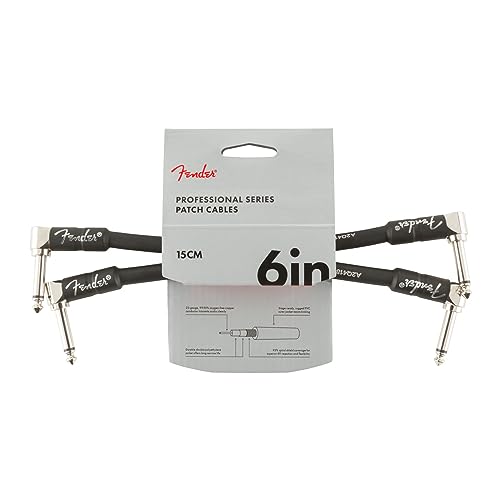 Image of Fender Professional Series Instrument Cable, Angle /Angle, Black, 6in, 2-Pack