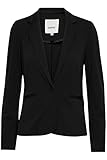 OXMO OXAenne Damen Blazer Kurzblazer Jacke mit Reverskragen und Knopf Regular Fit, Größe:38, Farbe:Black (194007)