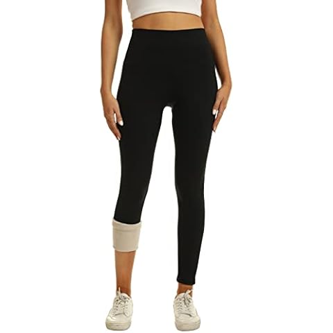 Tengo Fleece Lined Leggings Women Warm Thick Thermal High Waisted Velvet Pants XS-XXL(Black,L) Cover