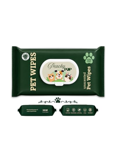 Biodegradable Pet Wipes | 100 Pcs Pack of 1/6/9 Hypoallergenic & Eco-Friendly Cleaning Wipes for Pets Lick Safe Non-Allergic Indoor & Outdoor Use (Pack of 1)
