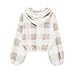 Teen Girls Fashion Fuzzy Hoodies Warm Loose Button up Pullover Tops Sherpa Kids Long Sleeve Sweater (White, 9-10 Years)