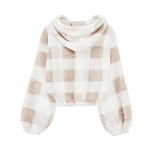 Teen Girls Fashion Fuzzy Hoodies Warm Loose Button up Pullover Tops Sherpa Kids Long Sleeve Sweater Korean Aesthetic Clothes3