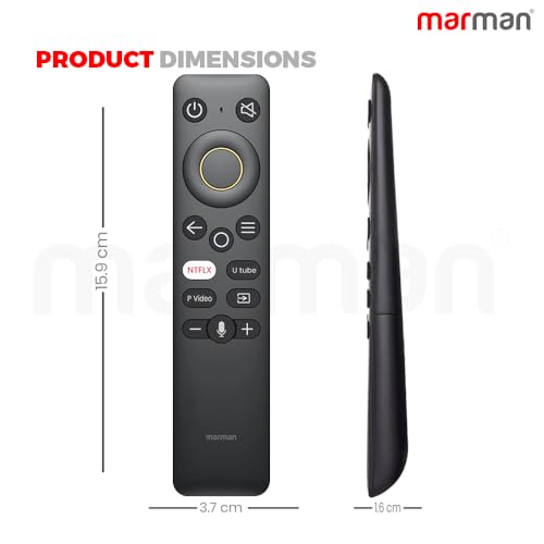 Image of marman Compatible Realme TV Remote Control Original Bluetooth and Voice Enabled with Netflix YouTube and Prime Video Hotkeys for Andriod Smart HD 4k LED Television - Pairing Must !