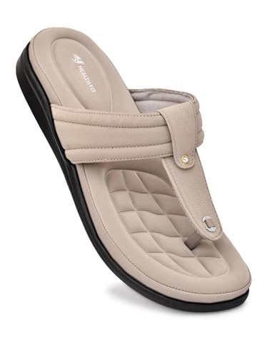 Image of HEALTH FIT EXTRA SOFT Women's Comfortable Memory Foam Doctor Slippers /Flip-Flops|Fashionable Casual & Stylish|Lightweight & Breathable|Outdoor Synthetic Casual Chappals Sandals Ladies & Girls HF28