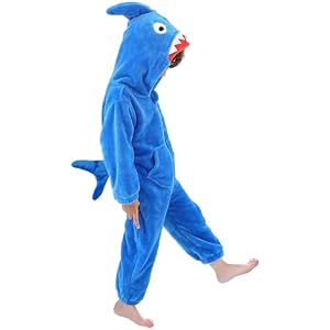 LOLANTA Boys' Girls' Dinosaur Shark Costume Flannel Jumpsuits Animal Onesie