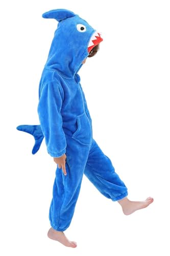 LOLANTA Dinosaur Shark Flannel Jumpsuit Costume for Kids