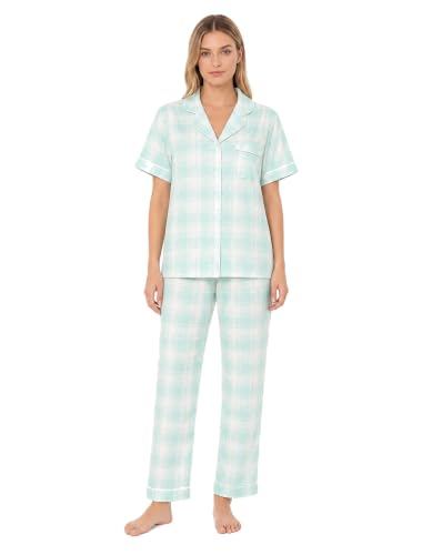 Image of NAP BOUND 100% Cotton Women Pajama Sets Button Down Short Sleeve Sleepwear Soft Pjs 2 Piece Lounge Set with Pocket XS-XXL