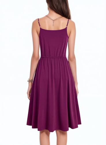Image of BARASA Sundresses for Women Summer Sleeveless V Neck Spaghetti Strap A Line Wedding Guest Petite Dresses with Pockets D826