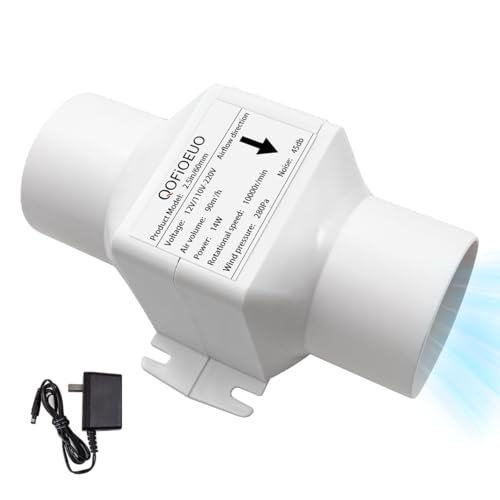 Ventilador de conducto en línea de 2,5 pulgadas, 14 W, 60 mm, para ventilación eficiente con motor de cobre puro y operación silenciosa, ideal para cabinas de impresión 3D, tiendas de cultivo, armarios y espacios pequeños miniatura 1
