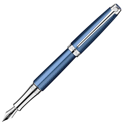 Caran D'Ache Léman Kaviar Füllhalter – Braun Mit Silber, 18 Karat Goldfeder (M), 141 Mm, Schweizer Qualität