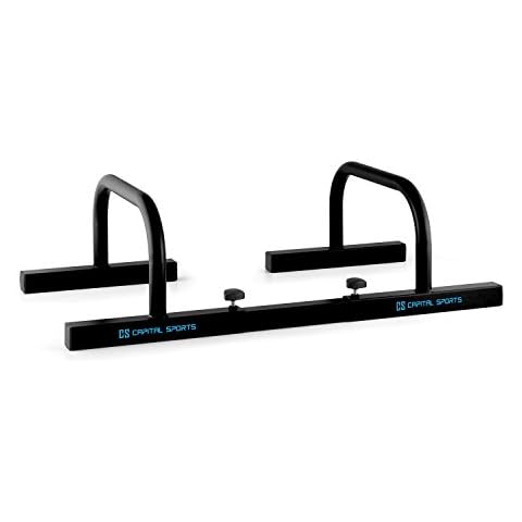 Capital Sports Paralo Parallettes Pair (Flat Parallettes for Weight Exercises, 2.4 mm Thick Steel Pipe, Grip Circumference of 3.4 cm) Black Cover