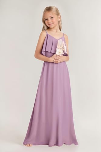 Off Shoulder Junior Bridesmaid Dresses Long Chiffon Flower Girl Dress for Teen Girls Party Pageant Gown4