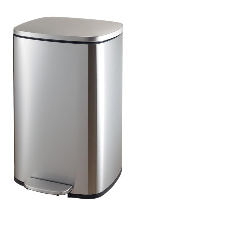Contenedor de basura Cubo De Basura De Acero Inoxidable Con Pedal, Papelera Silenciosa para Cocina, Oficina Y Hogar, 30L50L Tapa de basura (Talla