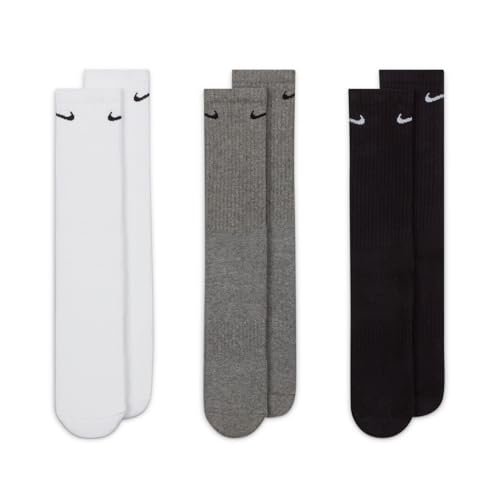 Image of Nike Unisex Adult Everyday Cushioned Training Crew Socks (3-Pack) | Mens and Womens
