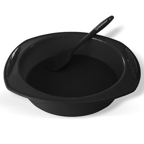 Backhaus FlexBake Obstkuchenform aus Premium Silikon, Antihaft Rundform mit Teigschaber, BPA-Frei Antihaft Tortenbodenform | Schwarz