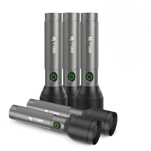 Image of IBELL LUMINEX 900 Rechargeable Torch Light Pack of 5 |High Power LED Flashlight | 3 Light Modes,20W,4000mah Battery,Telescopic Zoom,Type-C Charging| Long Distance Beam | Outdoor,Home & Emergency Use