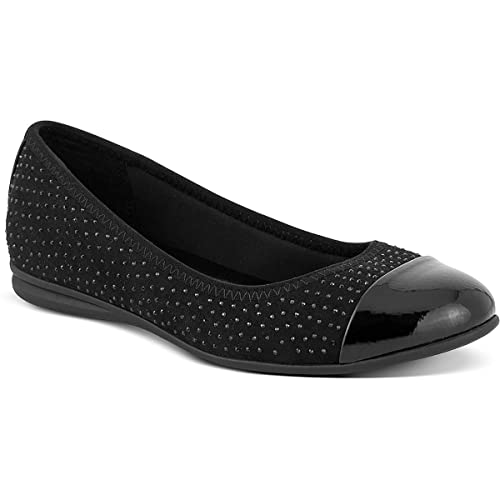 Karen Scott Womens Ambree Rhinestone Toe Cap Slip On Shoes Black 7 Medium (B,M)