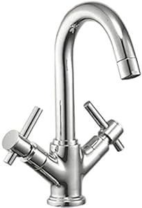 Drizzle Basin Mixer Tarim Brass Chrome Plated / Centre Hole Basin Mixer / Pillar Cock Tap / Water Mixer Tap for Wash Basin / Bathroom Tap / Quarter Turn Foam Flow Tap