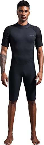 Dark Lightning Wetsuits For Men And Women, 2Mm Mens Short Wet Suit Diving Surfing Snorkeling Kayaking Water Sports (Men's Shorty-Black-2/2Mm,3X-Large) #TOP9