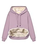 Malajisi Womens Hooded Sweatshirt Fleece Sherpa Lined Hoodies Winter Causal Loose Fit Pullover(Purple,M)