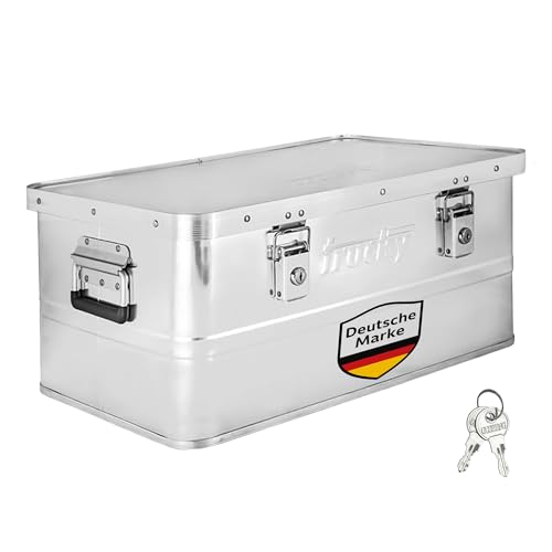 Trucky Aluminium Box mit Deckel Silber Alu Kiste Alukiste Auswahl Transportbox Metallbox Aufbewahrungsbox Boxen Abschliessbar Metallkiste, Größe:50 L