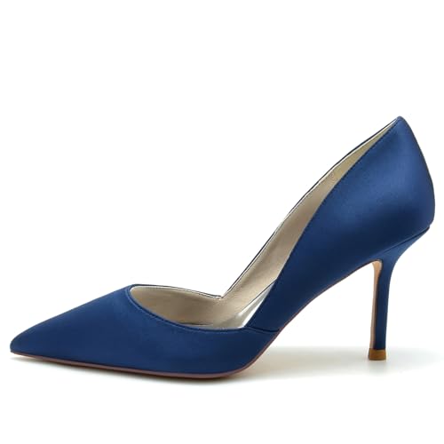 Women's Pump Wedding Shoes Bride Pointy Toe Stiletto Heel Slip-On Satin Prom Party Dress Pumps 8.5Cm Women Pumps Shoes4