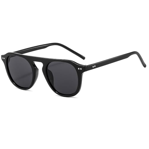 TNDVIC Gafas de sol ovaladas para hombres y mujeres, gafas de sol punk, gafas para hombres, remaches steampunk, negras